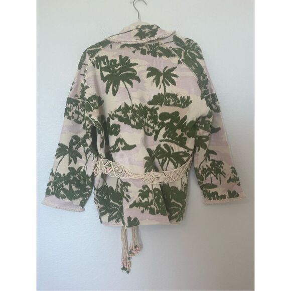 Maje Maloas Imprime Macrame Aloha Beige Belted Cardigan Jacket NEW - Picture 11 of 11